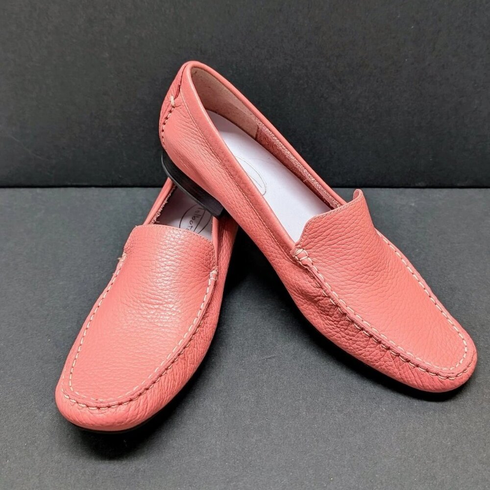Talbots Pink Ashton Geranium Leather Loafers Pebble Women's Size 8 Flats Shoes